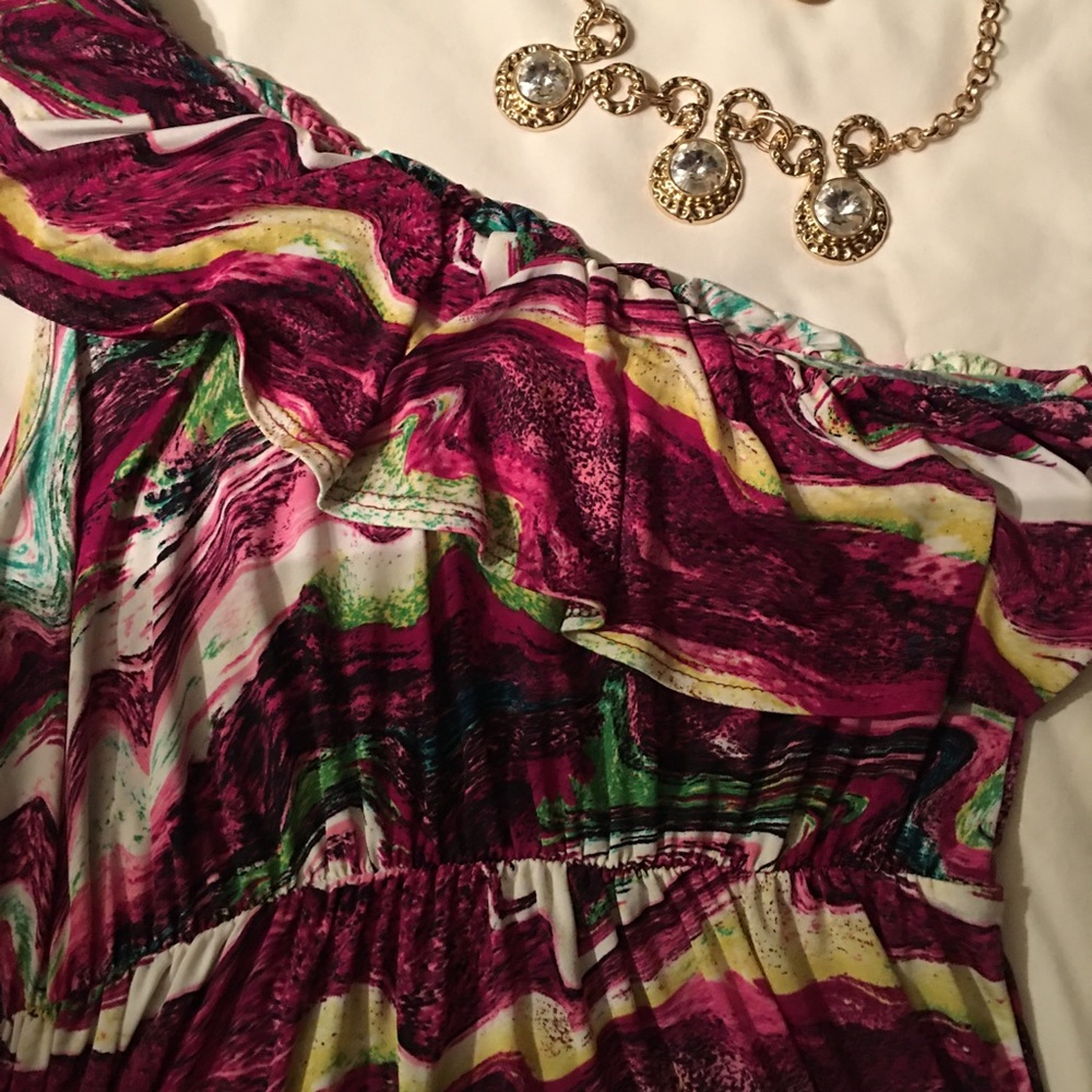 Rue 21 multi-color one shoulder mini dress